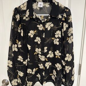CAbi Black and White Blouse Classic Top